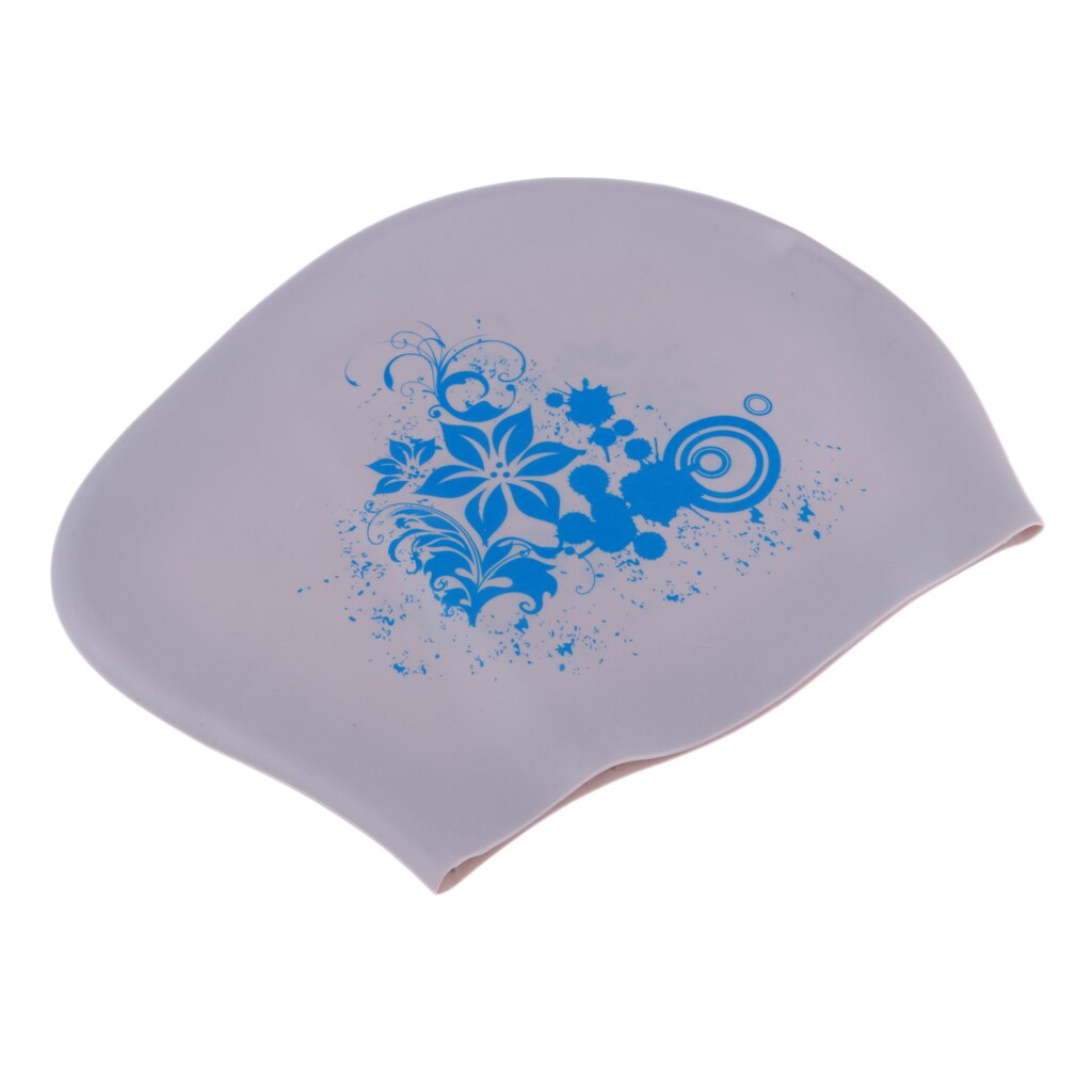100% Silicone for Long Hair Women Watertight Swimming Caps Ladies Diving Hood Hat: Silver