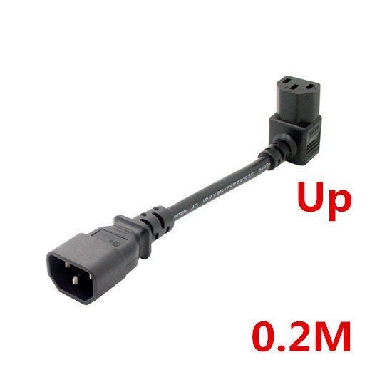 IEC 320 C14 Männlichen zu C13 Weibliche PDU/UPS Verlängerung Energie Kabel Stecker hoch/Unten 90 grad Rechts winkel: hoch