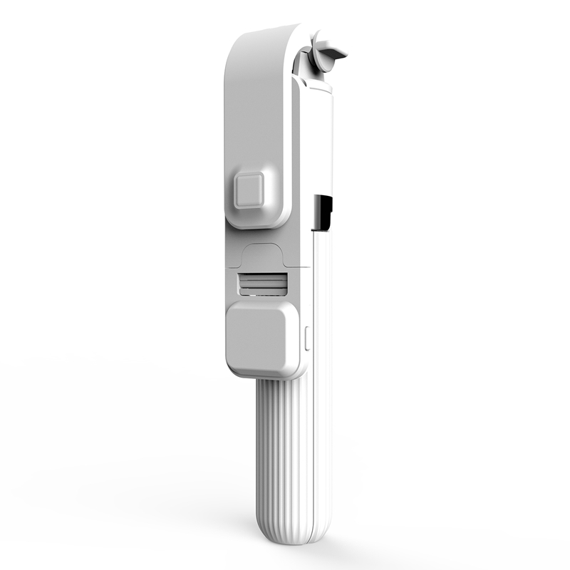 Kabelloser bluetooth-selfie-stick, faltbares mini-stativ, tragbarer handyhalter mit fülllicht für ios- und android-smartphones: Weiß