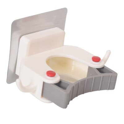 Cleaning Tools Holder Home Mop Clip Mop Hooks No Trace Mop Holder Bathroom Rack Household Organizer Kitchen Wall Sticker Rack: 1pc white