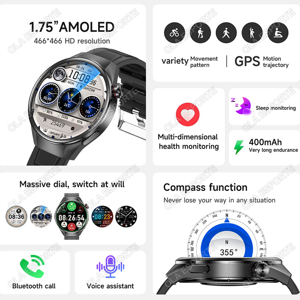 G5 plus sprytny zegarek mężczyźni zegarek 5 zawodowiec 99% stosunek AMOLED ekran kompas BT połączenie GPS trajektoria serce wskaźnik kompas Smartwatch Człowiek Nowy