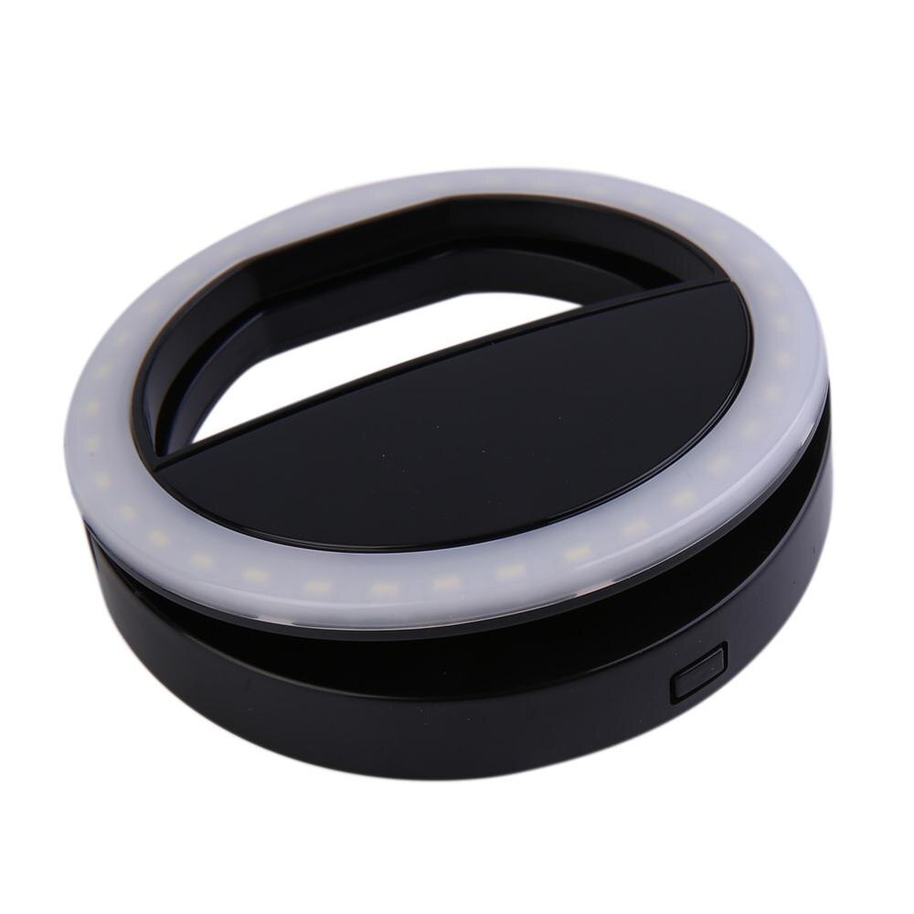 LED Ring Flash Universal Selfie Light Portable Mobile Phone Selfie Lamp Luminous Ring Clip For iPhone Mini Camera Flashlight: Black
