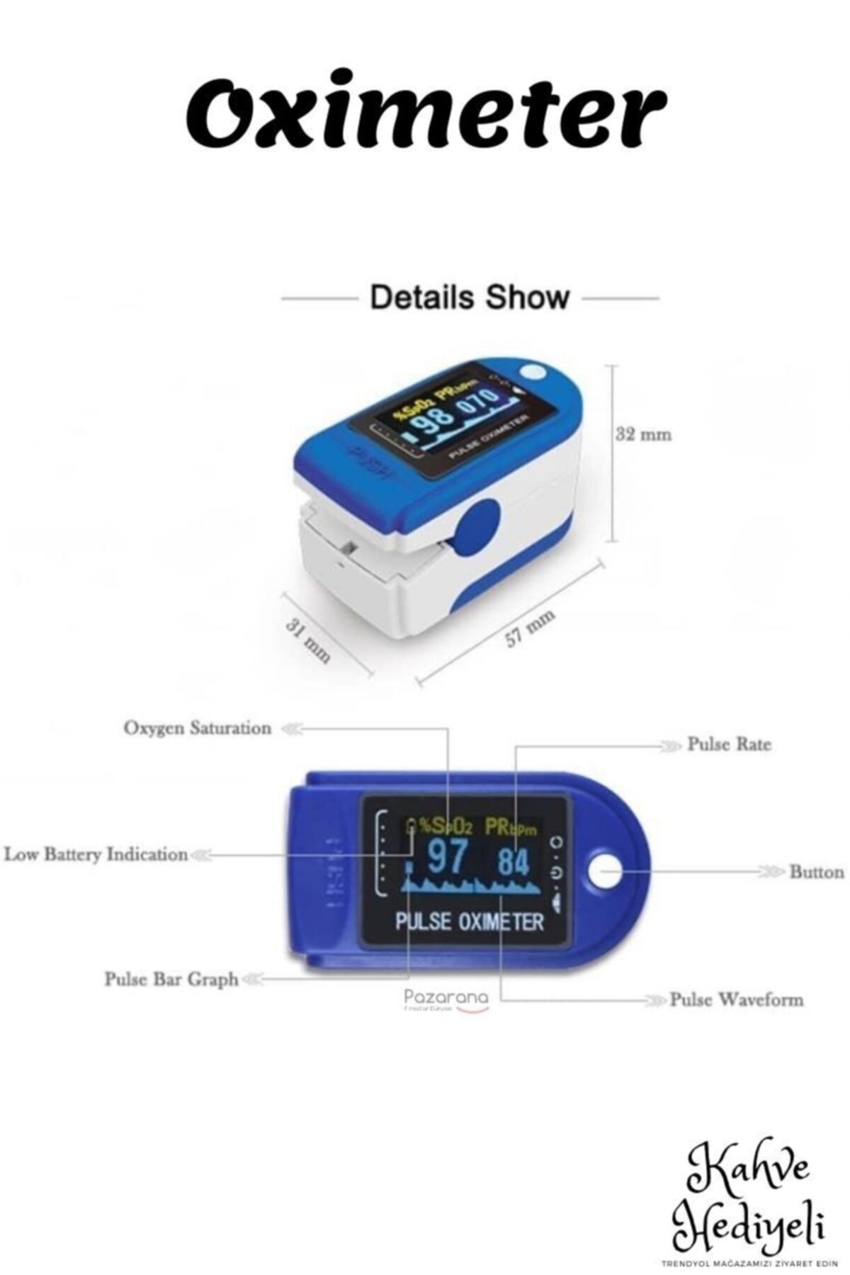 Oximetre with Heart Rate Blood Oxygen Information Blood Oxygen Measuring Instrument