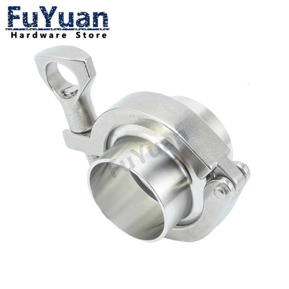 1PCS 38mm 51mm Sanitary Flange Pipe Weld Ferrule + Tri Clamp + PTFE or Silicone Gasket Stainless Steel SUS SS 304 triclamp