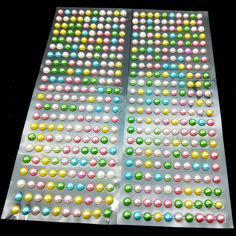 Pegatinas de perlas de colores de 7mm, cuentas autoadhesivas para Diy, calcomanías para móviles, Pegatinas artesanales, Juguetes Diy para niños, accesorios de libro de recuerdos