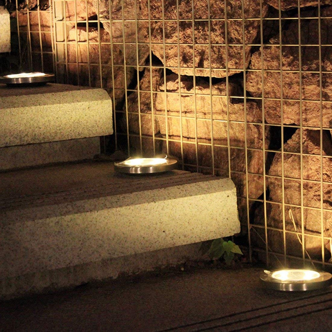 Lâmpada solar, à prova d&#39;água, 8 peças, iluminação para exteriores, luz de rua, jardim, decoração, subterrânea, escada, deck: Branco quente / 4 LED