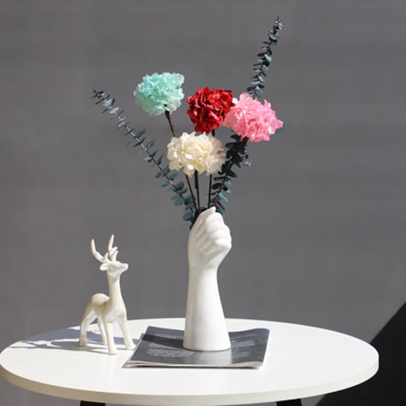 Nordic Stijl Een Hand Vaas Bloemen Modern Home Office Decor Van Creatieve Bloemen Samenstelling Woonkamer Ornament Keramiek Vaas