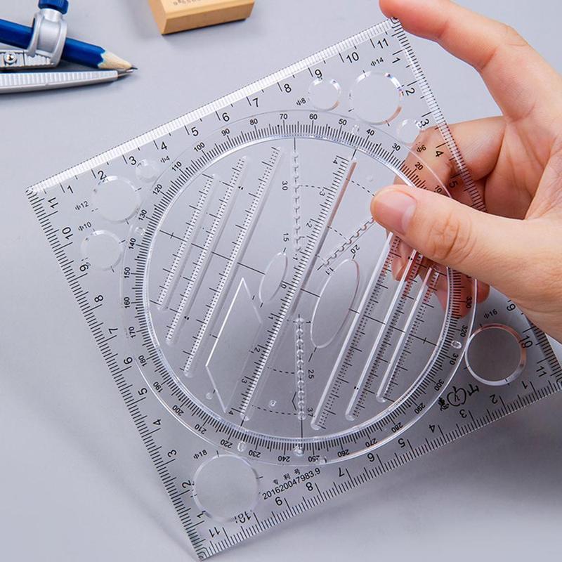 Multifunctional Drawing Ruler Resin Drawing Furniture Construction Architect Template Draft Ruler Measuring Tool
