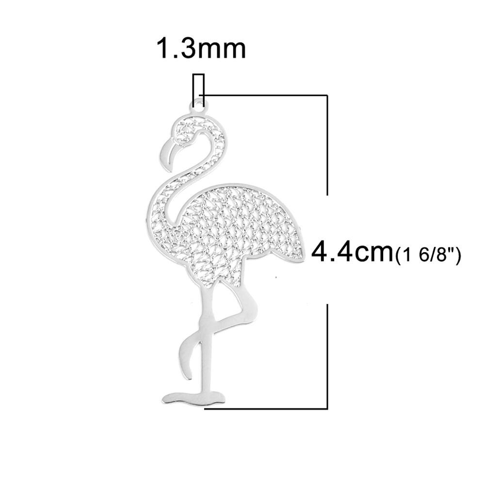 DoreenBeads – pendentifs d&#39;estampage en filigrane de cuivre à la , breloques d&#39;oiseau d&#39;autruche, couleur or argent, résultats de bricolage, 4.4cm x 2.2cm, 10 pièces: Default Title