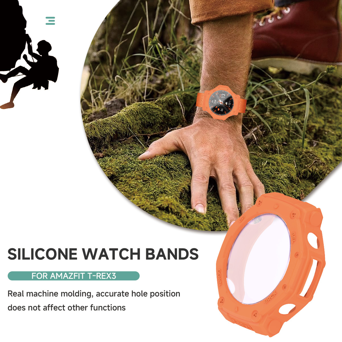 Vidrio + funda para Amazfit t-rex 3 Protector de pantalla antiarañazos película de vidrio templado + parachoques cubierta protectora de silicona Accesorios