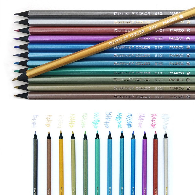 Marco lápices colores metálicos dibujar 6/12 Color artista bocetos lápices conjunto escuela suministros para arte de papelería