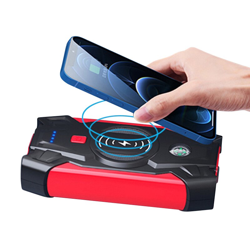 EAFC-arrancador de batería de coche SUV 600A, Banco de energía de carga inalámbrica de 39800mAh, cargador de arranque de batería de coche de emergencia con luz LED