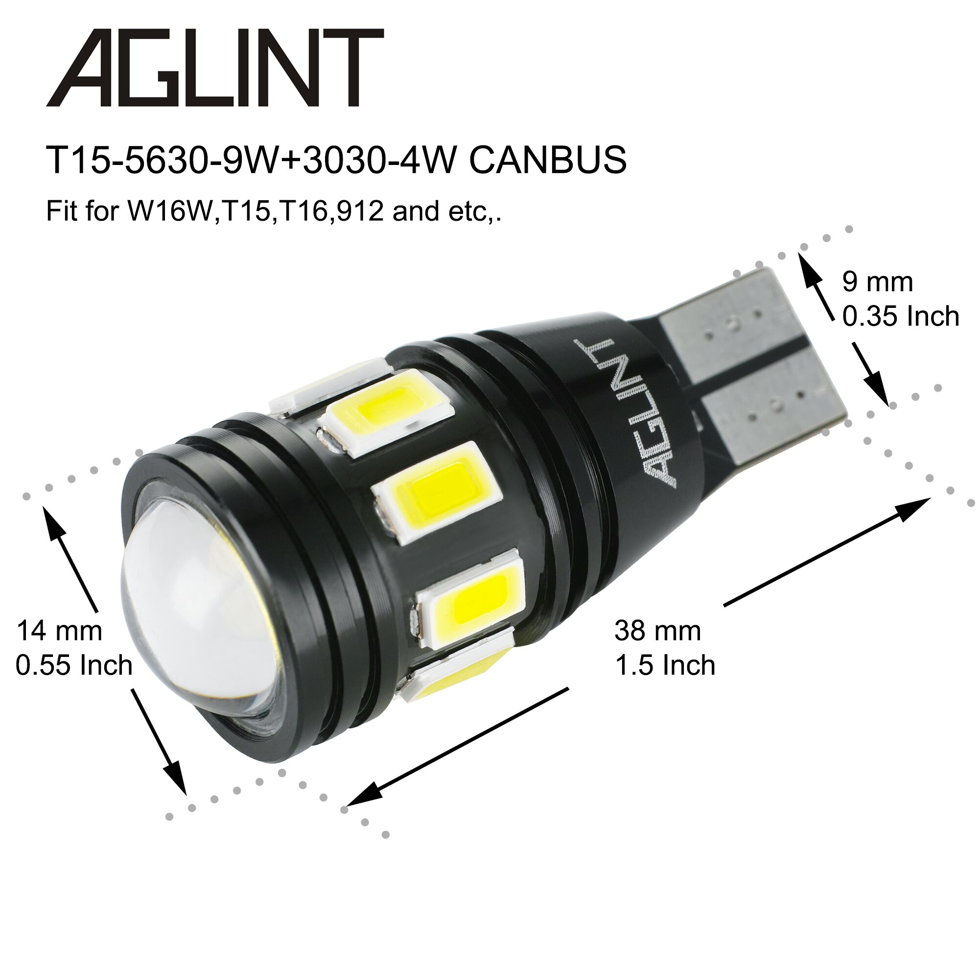AGLINT 2PCS T15 W16W 912 921 LED Bulbs CANBUS No Error LED 5630 3030 SMD For Car Back Up Light Reverse Lights White 6000k 12-24V