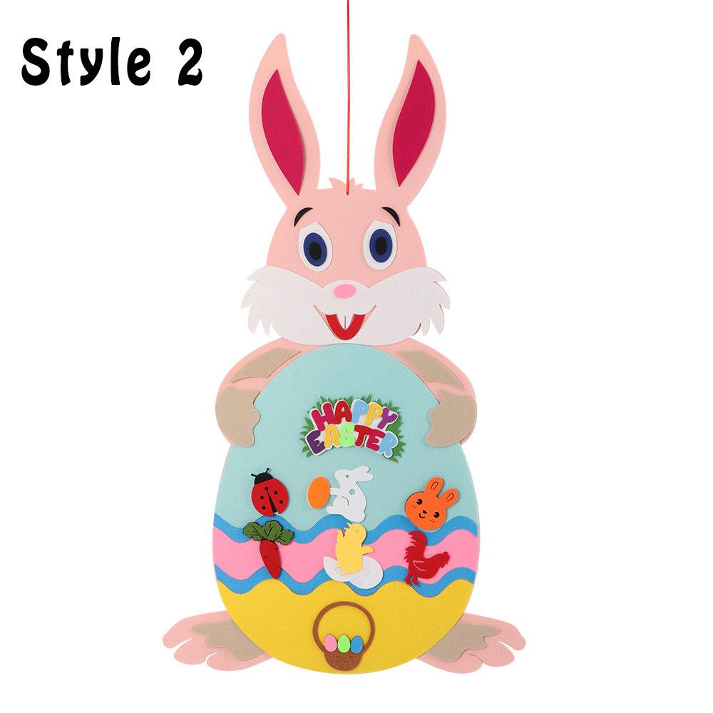 DIY Craft Felt Bunny Chick Home Decoration Happy Easter Wall Hanging Easter Ornament Easter Rabbit: Style 2