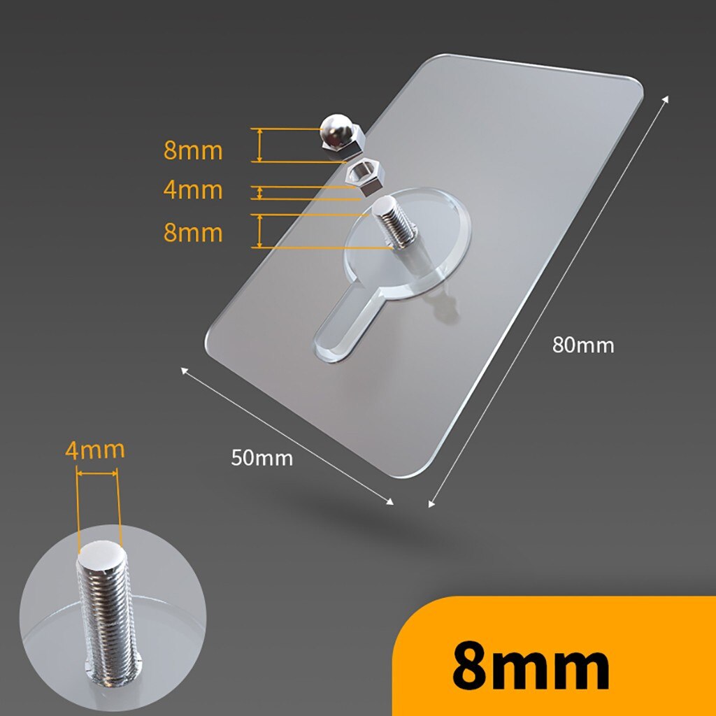 4PCS Strong Nail Free Wall Hook Screw-Type Adhesive Transparent Wall Hook Non-Trace No Drilling For Bathroom Kitchen hooks Z31