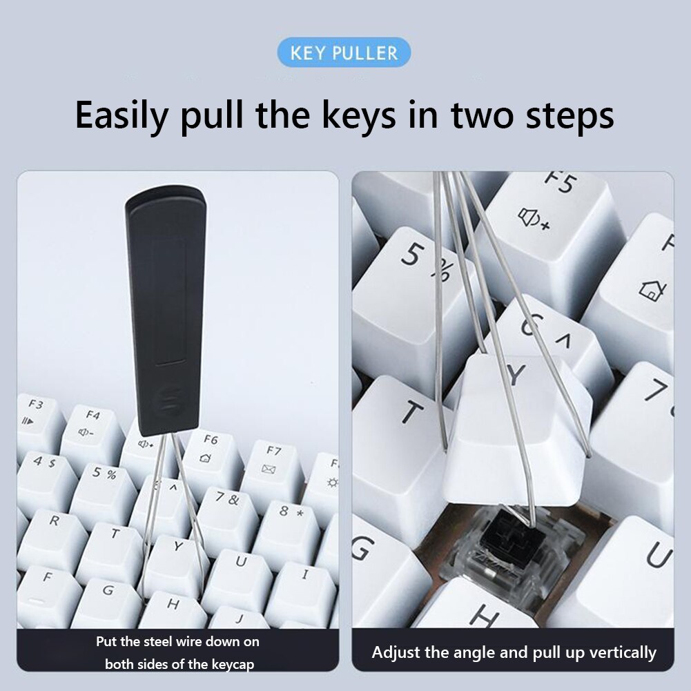 2 In 1 Toetsenbord Sleutel Keycap Puller Remover Met Lossen Staal Schoonmaken Tool Keycap Starter Keyboard Dust Cleaner Aid