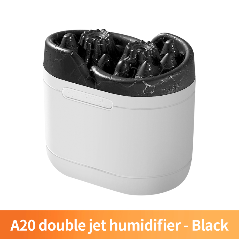 1200ml luftfugtere med stor kapacitet, usb, dobbelt vand, skrivebord, lydløs, dobbelt spray, husholdningsrum, kontor, tågeluftfugter: Sort