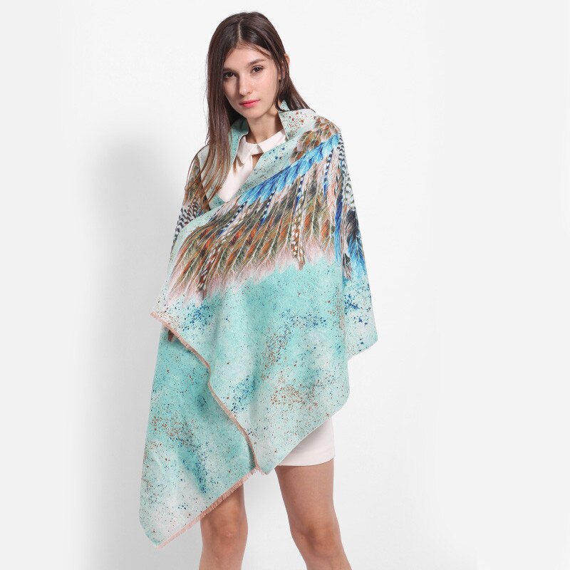 YILIAN Brand YILIAN Brand Animal Wing Shawl Cashmere Novelty Scarf For Women Top Fashionable Green color LA081