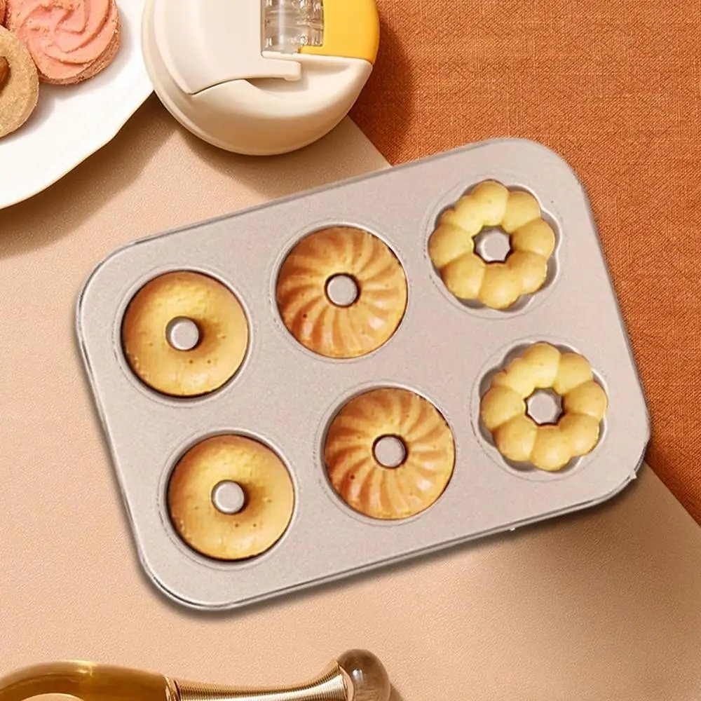 Stampo da Forno per Donut e Muffin a 6/12 Cavità, Antiaderente, 4 Forme, Riutilizzabile in Acciaio al Carbonio, per Uso Domestico e Professionale