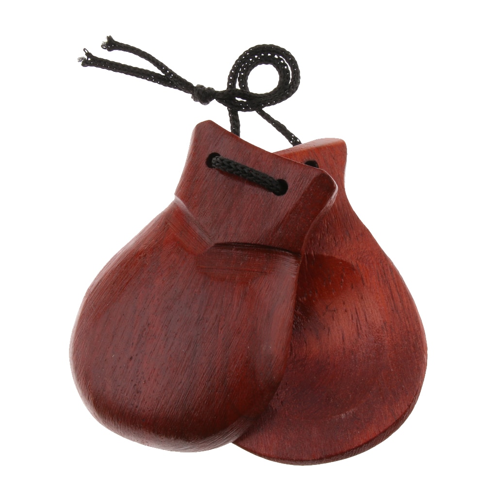 Durable Wooden Clapper Castanet Hand Percussion Instrument Brown 8x5.5x2cm