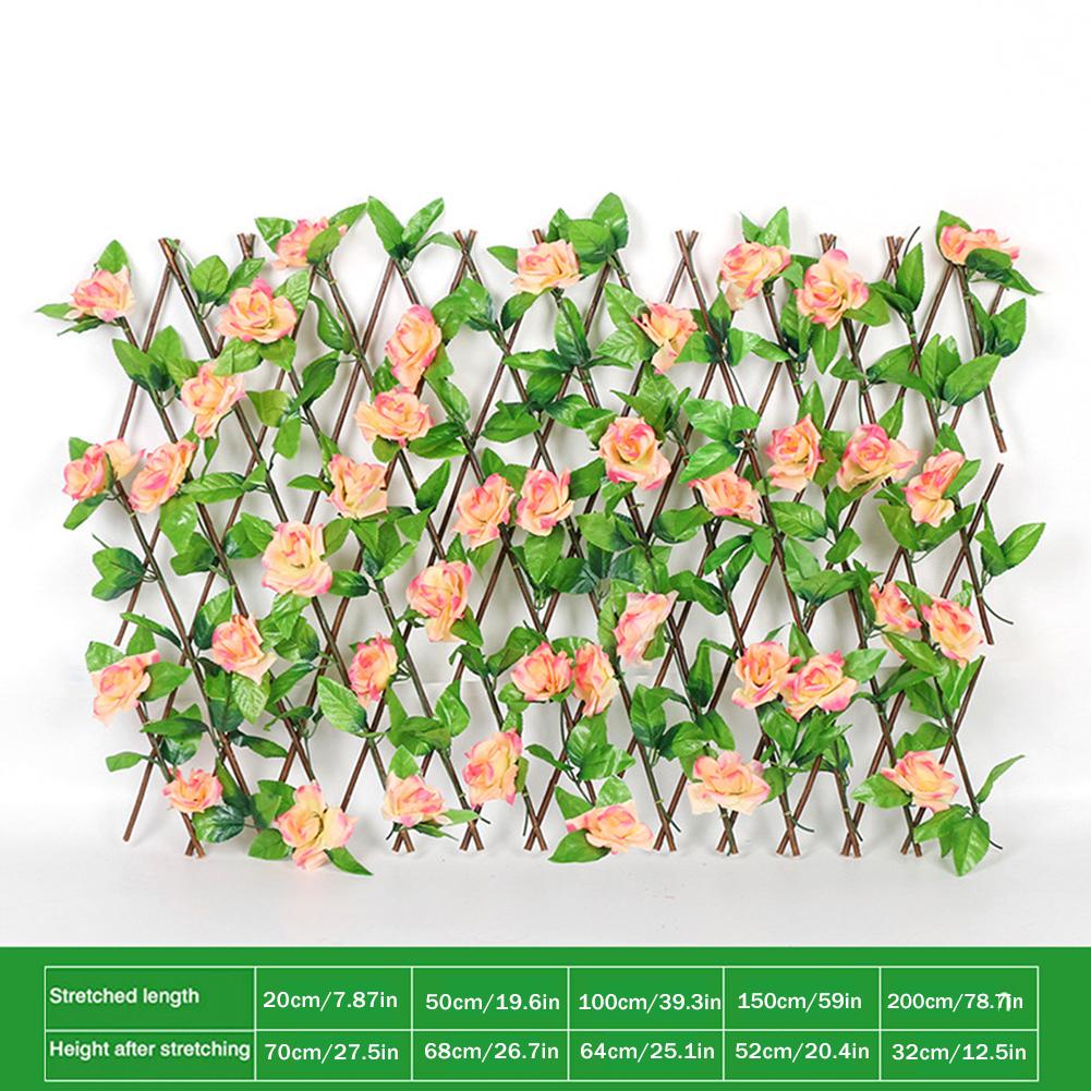 Artificial Garden Flowers Leaves Plant Fence Privacy Screen Etractable Extension For Outdoor Fencing Backyard Home Greenery Wall