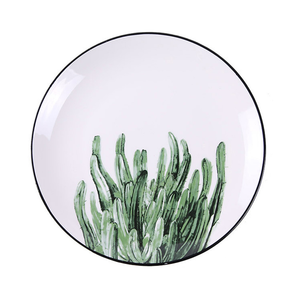 8 tum runda gröna blad keramiska middag tallrik set köksredskap efterrätt fruktsallad tallrik servis kaka tallrik västerländsk mat: 3