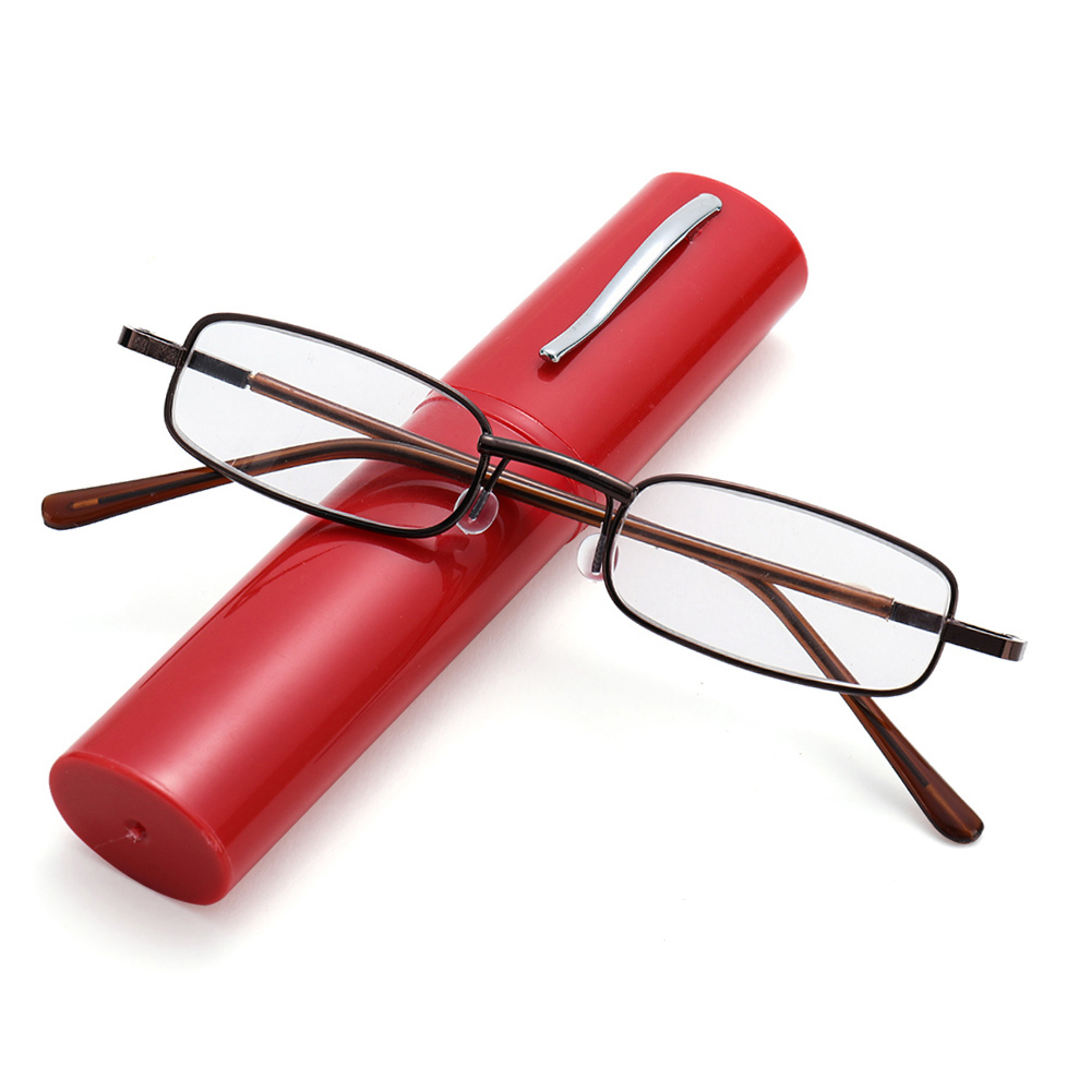 Draagbare Leesbril Ultralight Compact Verziendheid Bril Metalen Presbyopie Lezers Met Dioptrie Plus + 1.0 ~ + 4.0 Voor Vrouwen mannen: +200 / red