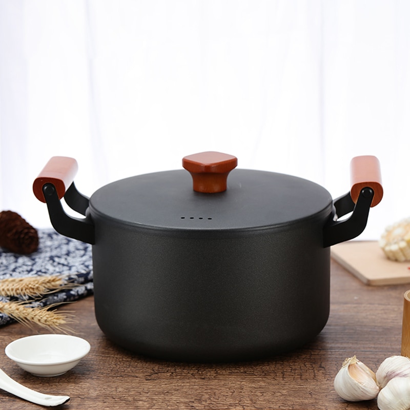 large capacity pot super deep pot with lid durable and good heat conduction Cooking Pot Wooden