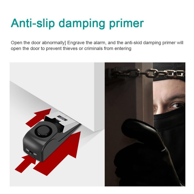 Mini Wireless Vibration Triggers Wedge-shaped Door Stop Alarm Home Security System Door Stop Alarm Blocking System