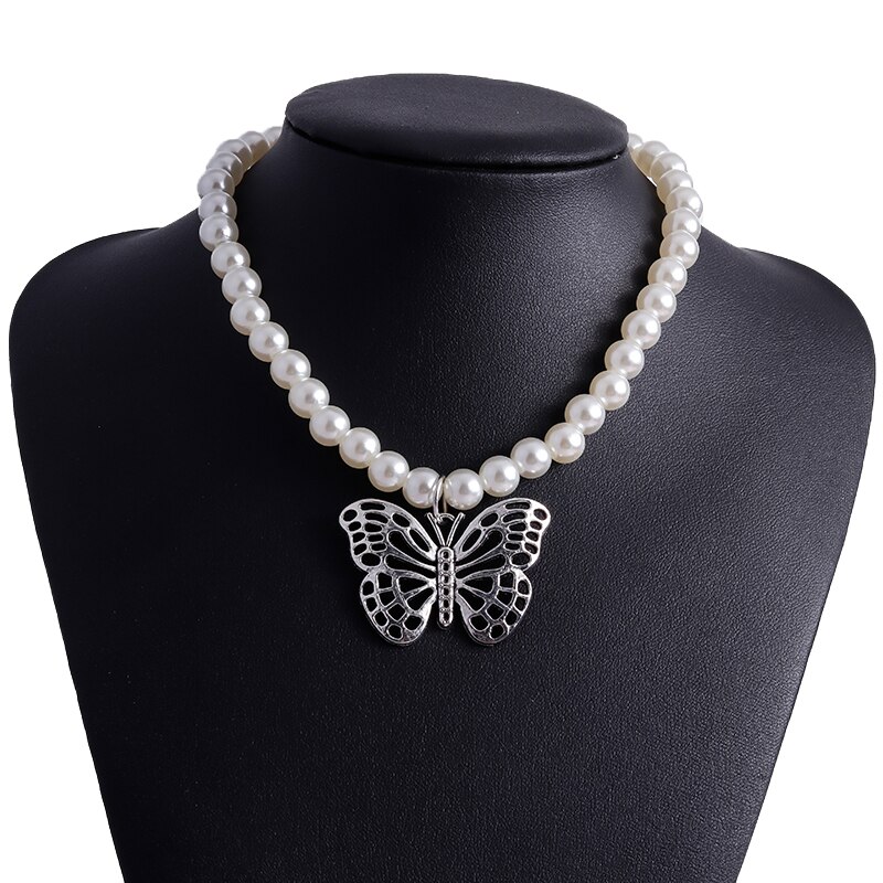 Luxuriöse Kristall Multilayer Schmetterling Halsketten für Frauen Nette Perle Choker Halsketten Anhänger Mädchen Schmuck Geburtstag: Style 7