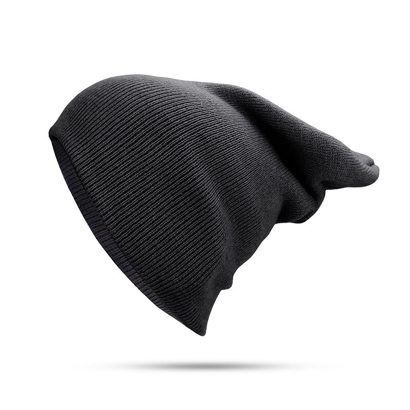 Gorro de esquí liso con puños para hombre y mujer, gorro de esquí Unisex, cálido, con Calavera, elástico suave, gorro de punto diario, FK88: Black