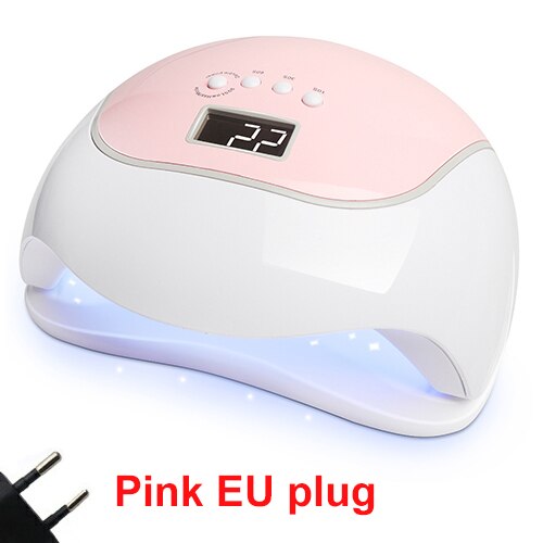 Uv-led-kynsilamppu, geelikynsien kuivaaja, kannettava salonkikynsien kovettumisvalo geelilakoille, 4 ajastimella varustetulla kynsienkoristelutyökalulla: V5 pinkkiä eu-pistoketta