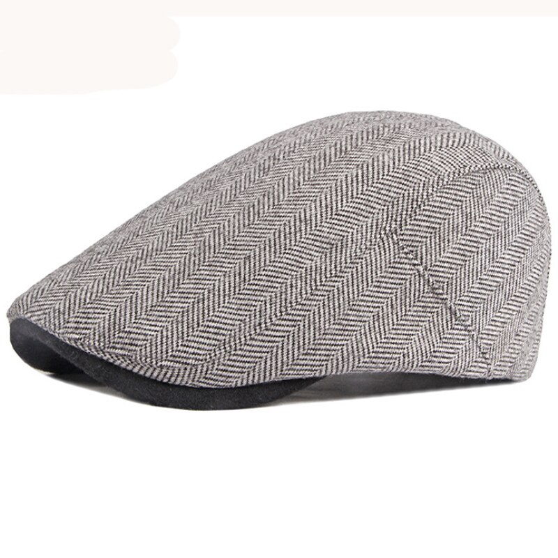 Gorro de otoño invierno HT3330 para hombre y mujer, boina Vintage a rayas, boina de pintor, sombrero plano, hiedra, Newsboy: Black White
