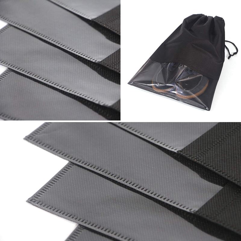 12 pièces sacs à chaussures de voyage imperméable Non-tissé stockage avec corde pour hommes et femmes chaussures pochette emballage organisateurs, x-large, noir