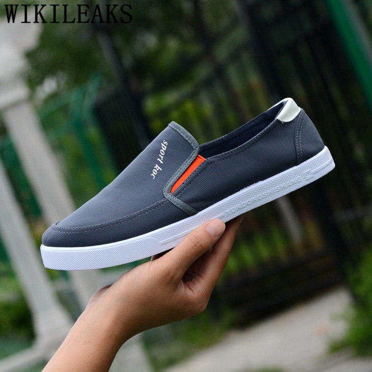 Zapatos de lona hombre casual slip on shoes hombres zapatillas transpirables zapatos hombres verano zapatillas hombre chaussure homme erkek ayakkabi: Gris / 9.5