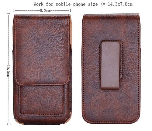 Funda giratoria de cuero para teléfono móvil con Clip para Huawei Honor 7C/V10, Enjoy 8, P20 Lite, nova 3e, nova 2 s, Honor View 10: Brown 15.5x8.2cm