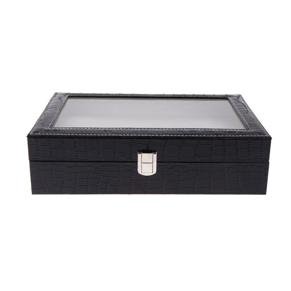 12 Grids Leather Watch Display Case Jewelry Collection Storage Organizer Box Holder