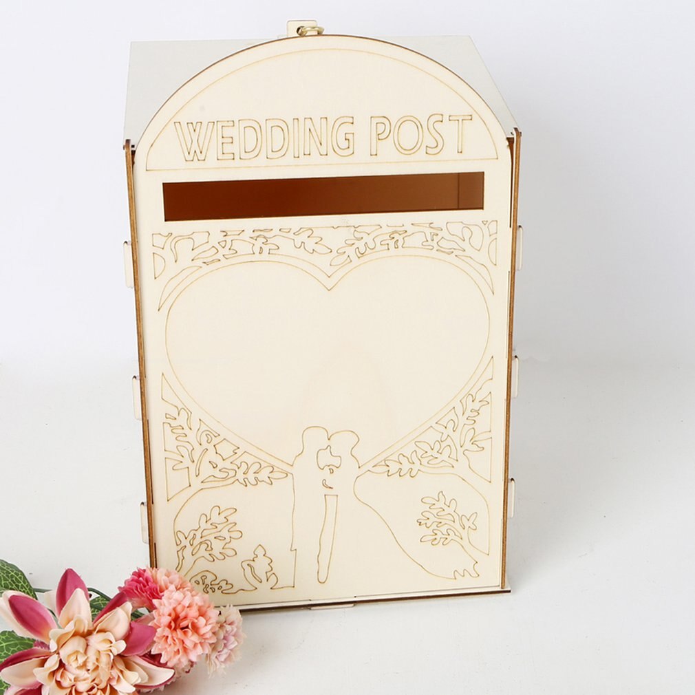 Buzón de madera para boda, decoración de estilo de poste real, Letra de boda de madera, caja original, adornos para manualidades