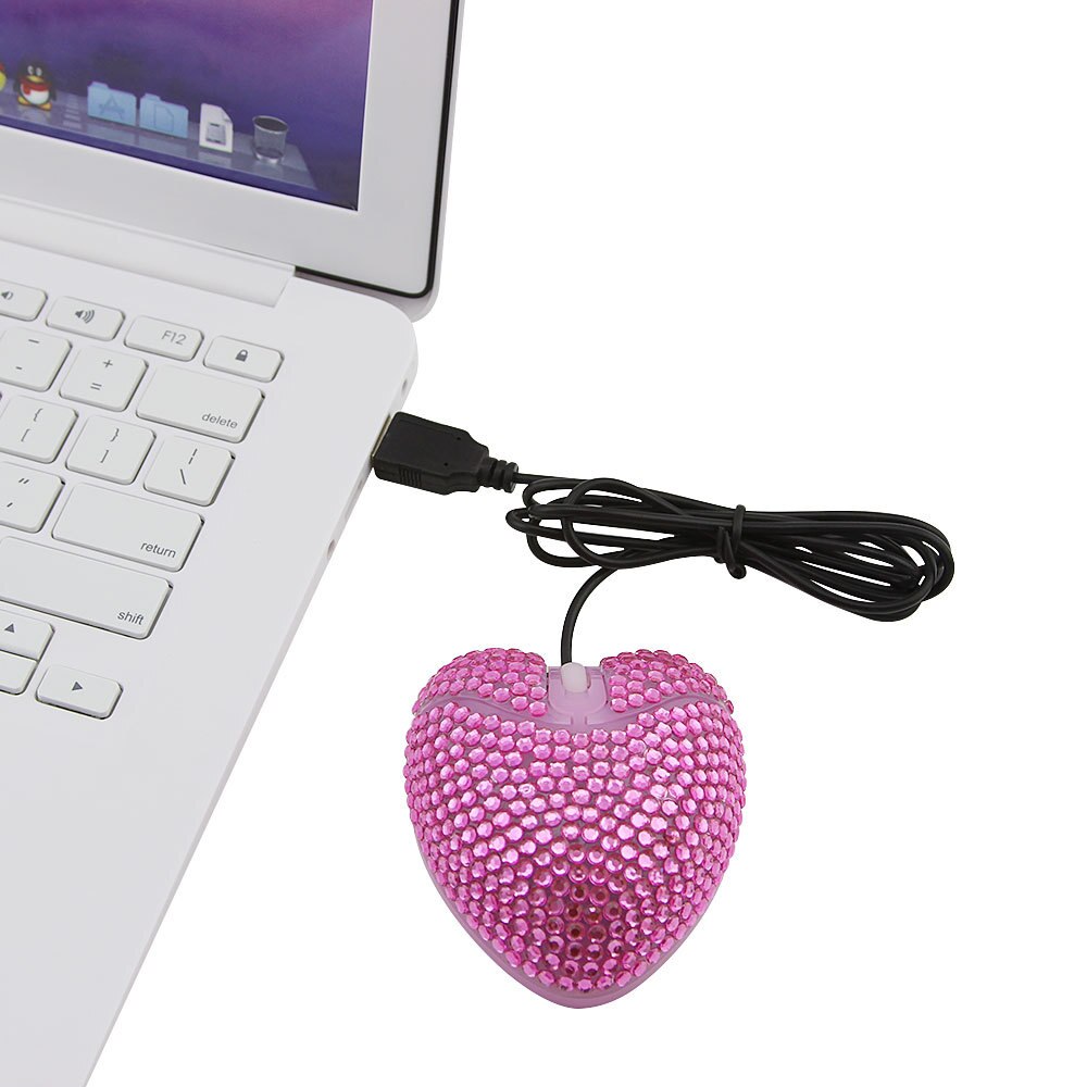 USB Mouse Wired Gaming Optical Mause Diamond Pink Heart Girls Mouse 3D Mini Ergonomic Mice For PC Laptop Computer: Default Title