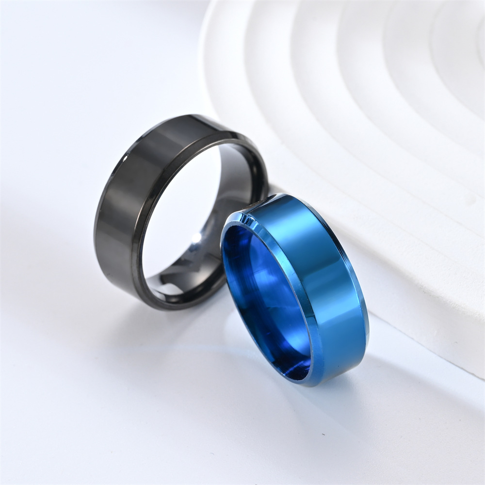 Anillos de acero inoxidable de titanio para hombre y mujer, 7 colores, 8mm, anillo de compromiso de boda cepillado mate, de joyería para pareja