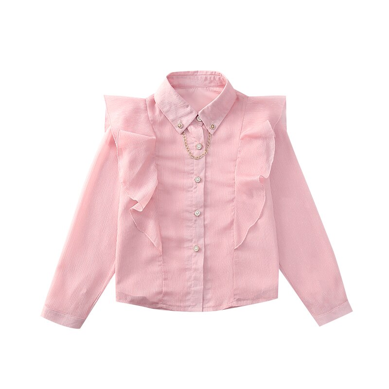 Girl Top Streetwear Shirt for Teen Pink Apricot Long Sleeve Blouse Kid Girls Clothes Size 6 8 10 12 14 Spring Autumn: Roze / 14