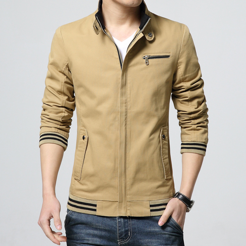 Blouson aviateur à col montant pour hommes, veste à glissière décontractée, coupe-vent pour hommes, vestes de baseball pour hommes, vêtements d'extérieur, vêtements de: XL / YELLOW
