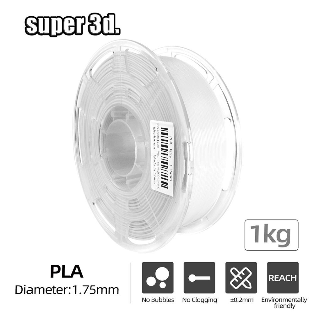 3D Printer Filament PLA/PLA+ 1KG 1.75mm Transparent Neat Spool 3D Plastic Printing Material high purity for 3D Printers/ Pens: White