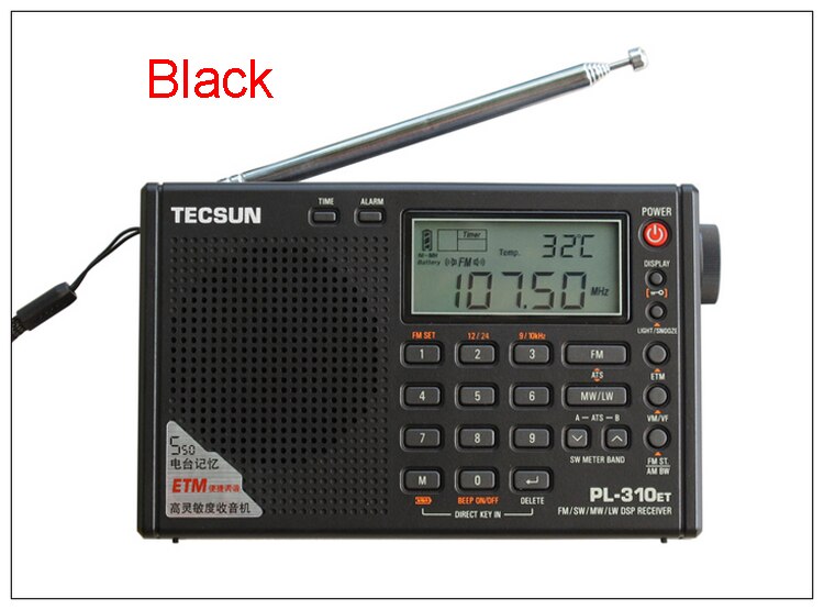 Tecsun PL-310ET Full Radio Digital Demodulator FM/AM/SW/LW Stereo Radio Portable Radio For English Russian User: Black