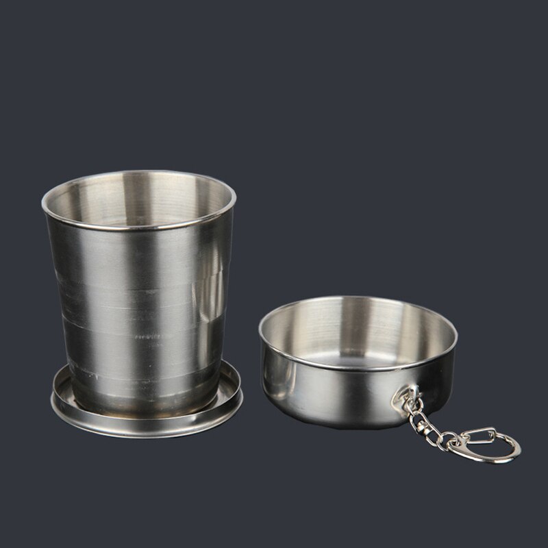 Ml 150ml 250ml Copos Retrátil Dobrável Desmontável 75 Suprimentos Chaveiro de Aço Inoxidável Copo de Dobramento de Viagem Portátil Ao Ar Livre