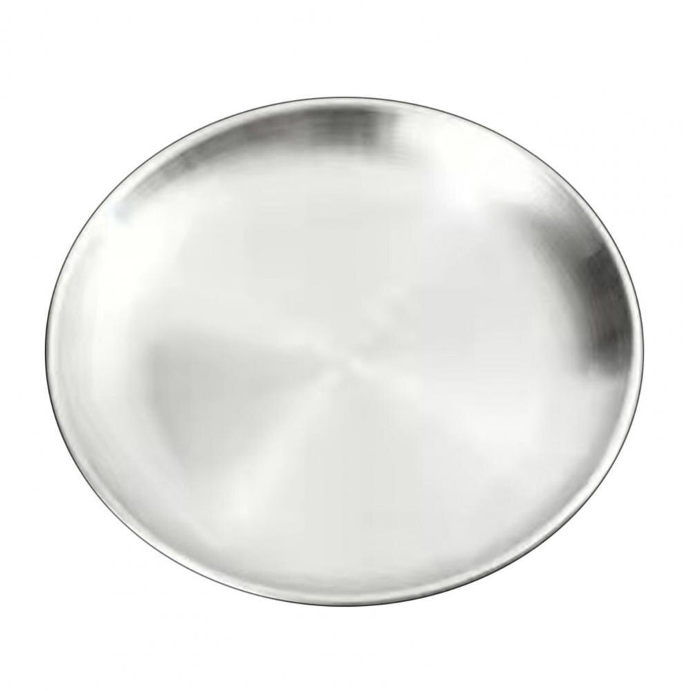 Useful Dinner Plate Unique Anti-corrosion 201 Stainless Steel Not Easily Deformed Dinner Plate:  Silver 23cm