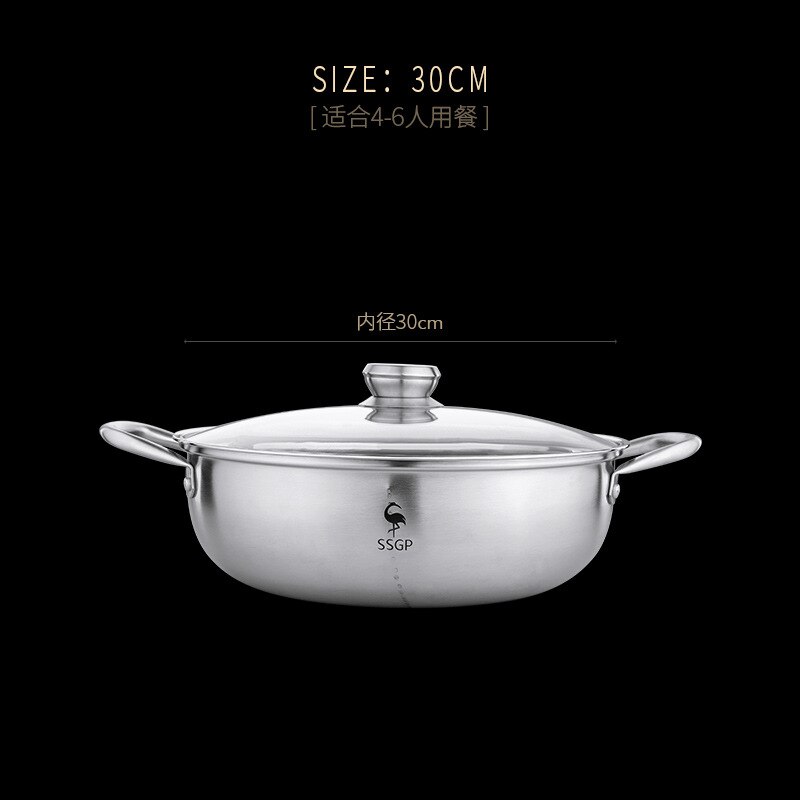 Stainless steel pot with mandarin duck pot with cover pot thickened domestic clear soup pot commercial electromagnet: Red