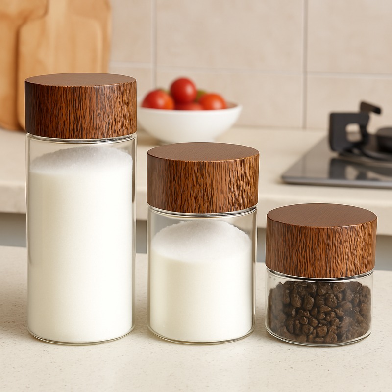 20/1 stk. små glasskrukker med lokk, krydder, oppbevaringsbeholdere for kaffebønner, rør, treforseglede flasker, lufttette beholdere