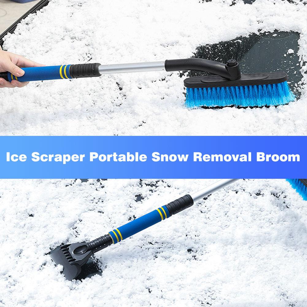 Telescopic 2 In 1 Car Snow Brush Portable Handheld PVC Ice Scraper Rotating Snow Removal Broom SUV Windshield Ice Snow Shovel