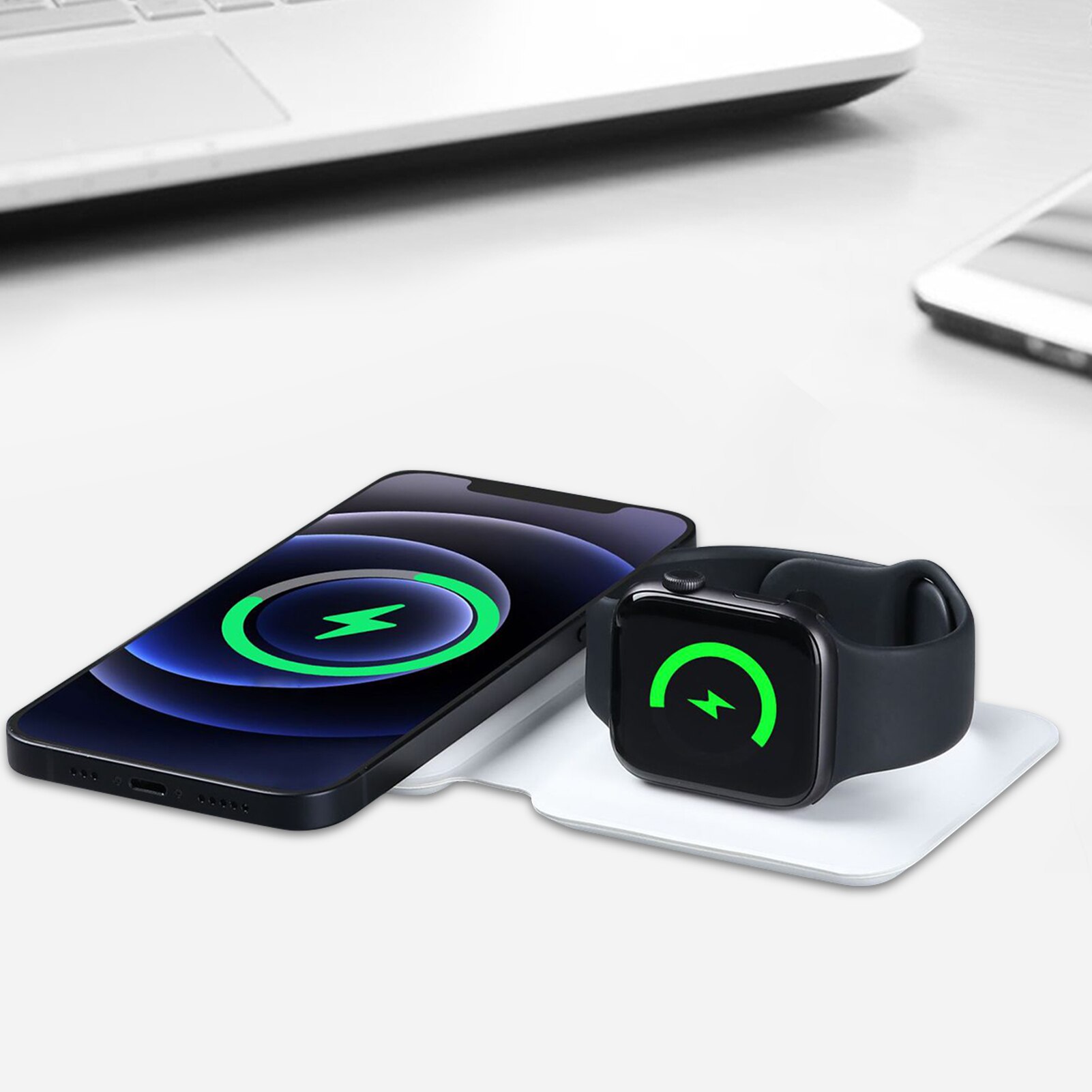 2022 original 15w 2 in 1 schnelle kabellose magnetische ladestation mag safe duo für iphone 13 12 11 airpods apple watch 2 3 4 5 6